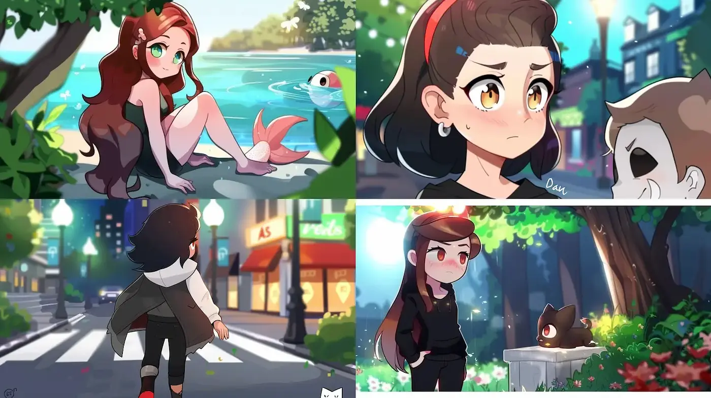 Vibrant and whimsical animated style with a hint of modern fantasy - Midjourney sref style