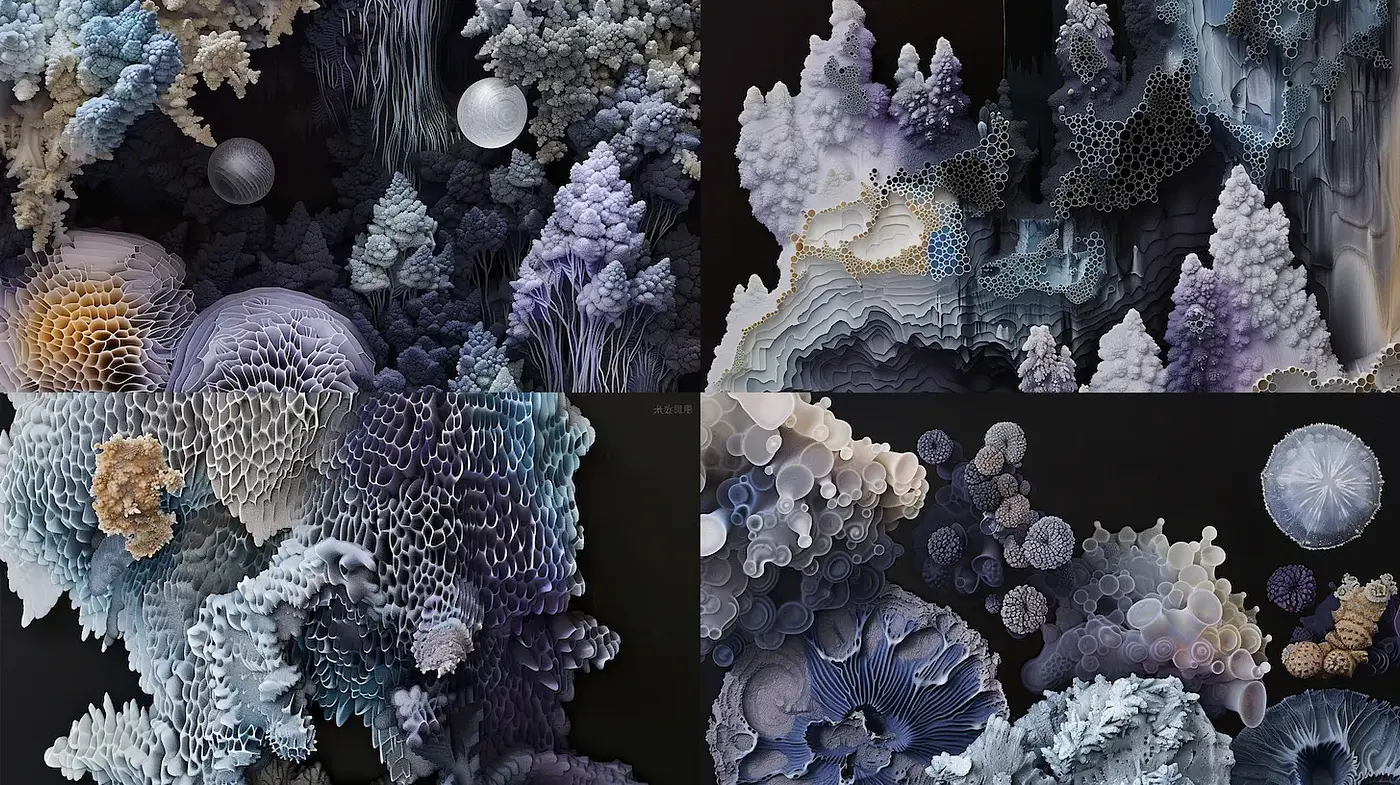 Intricate Textural Landscapes with a Modern Organic Feel - Midjourney sref style