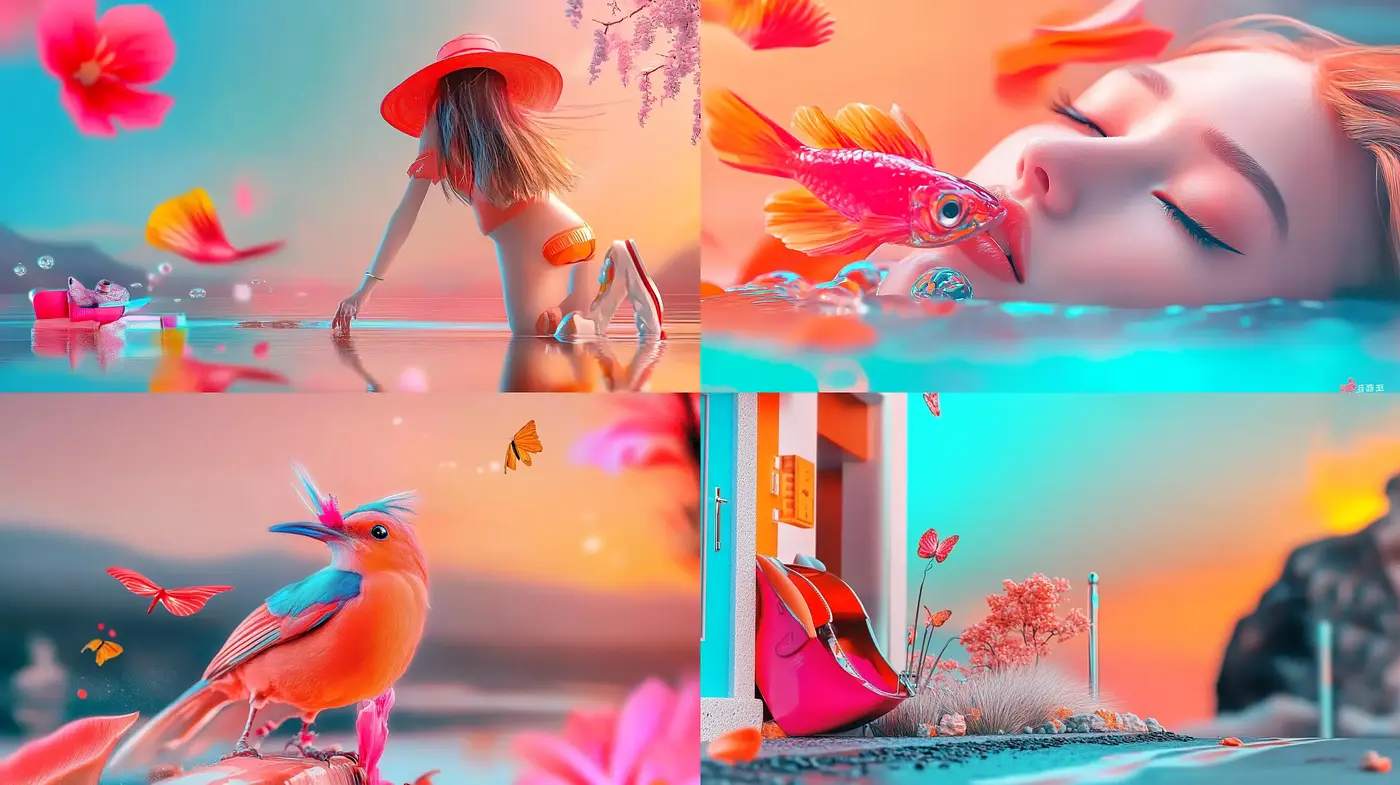 Dreamlike Serenity in Surreal Candy Hues - Midjourney sref style