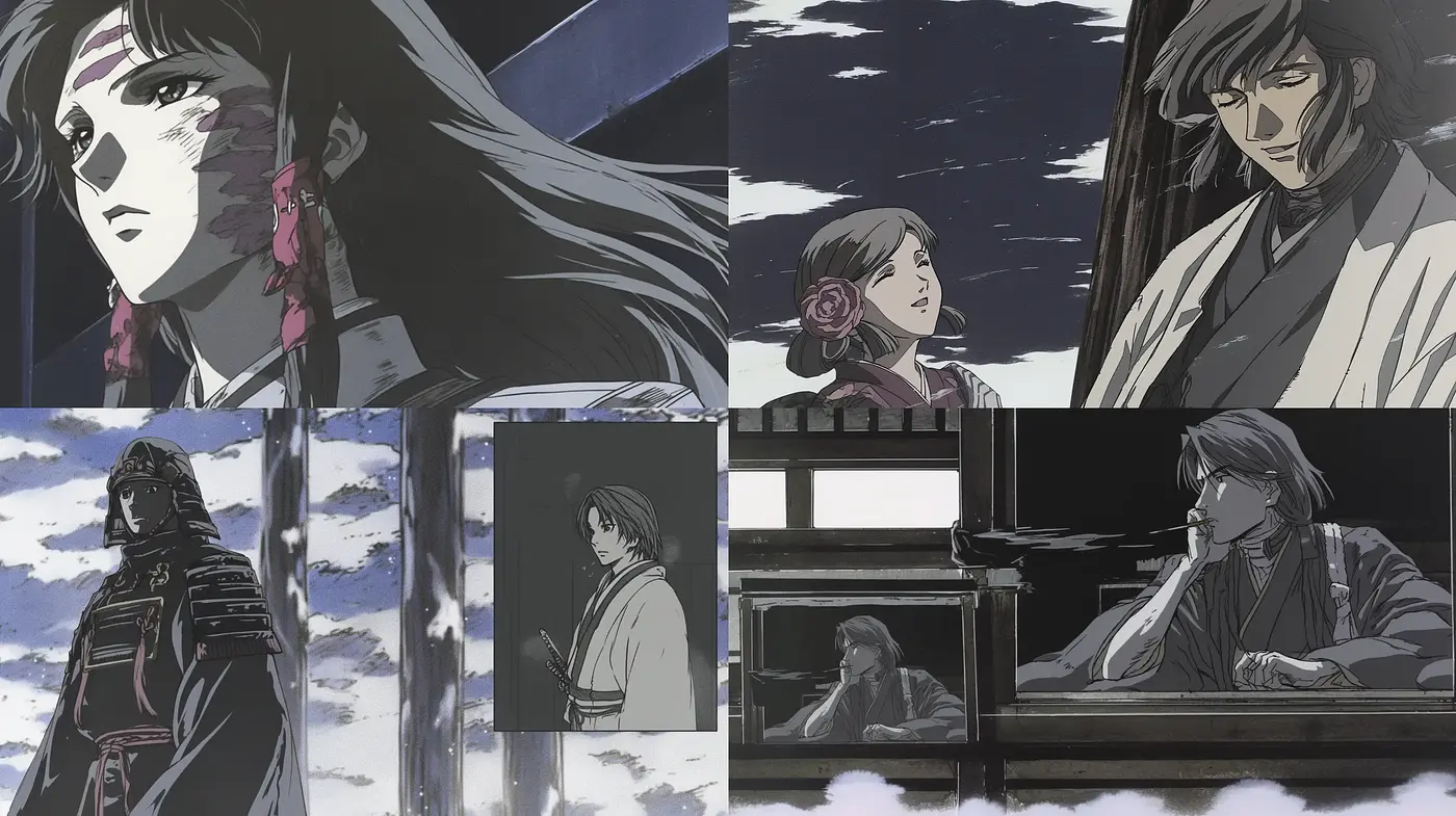Ethereal Monochrome Anime Elegance - Midjourney sref style