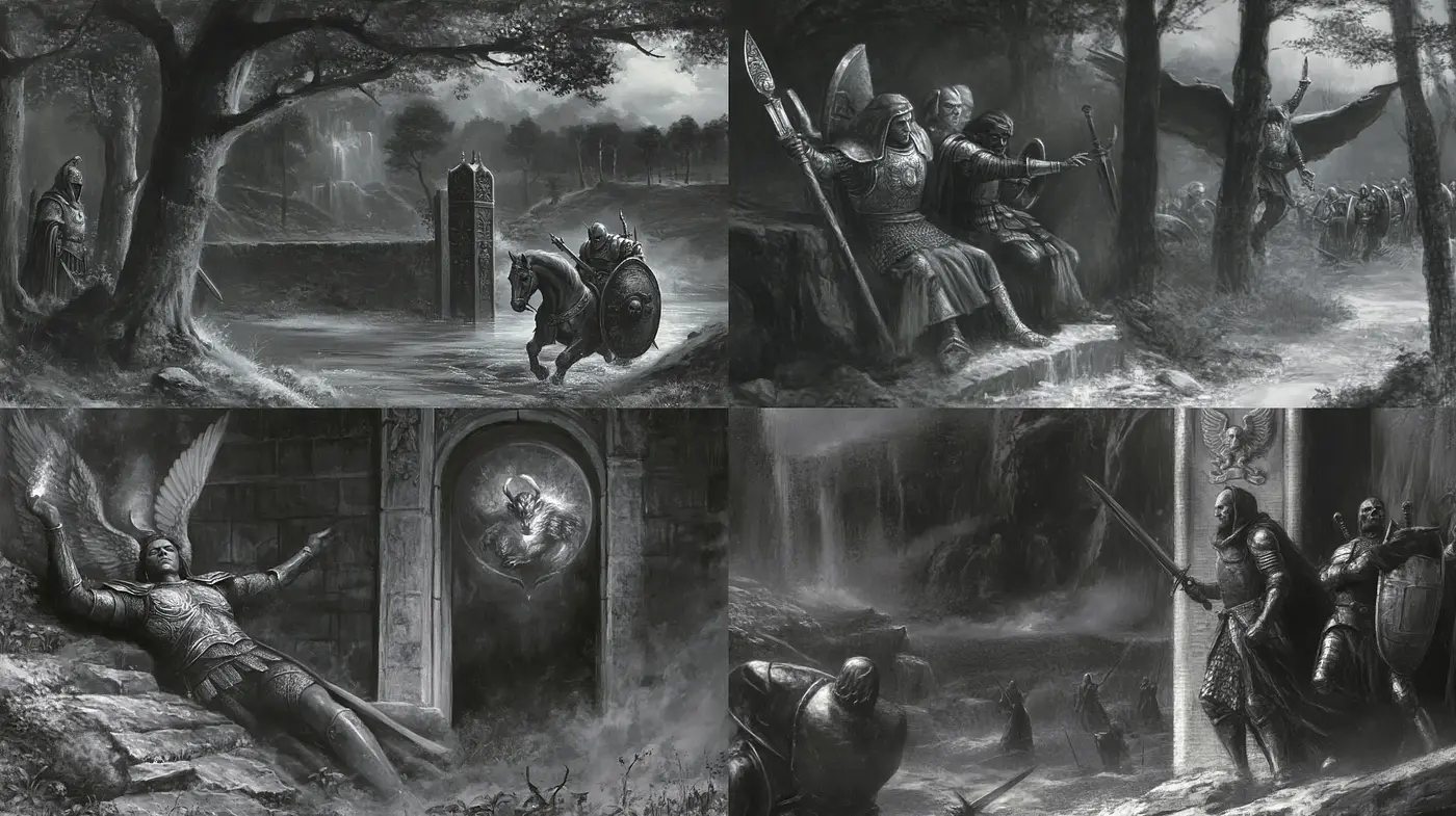 Monochromatic Medieval Fantasia: A Study in Grayscale Storytelling - Midjourney sref style