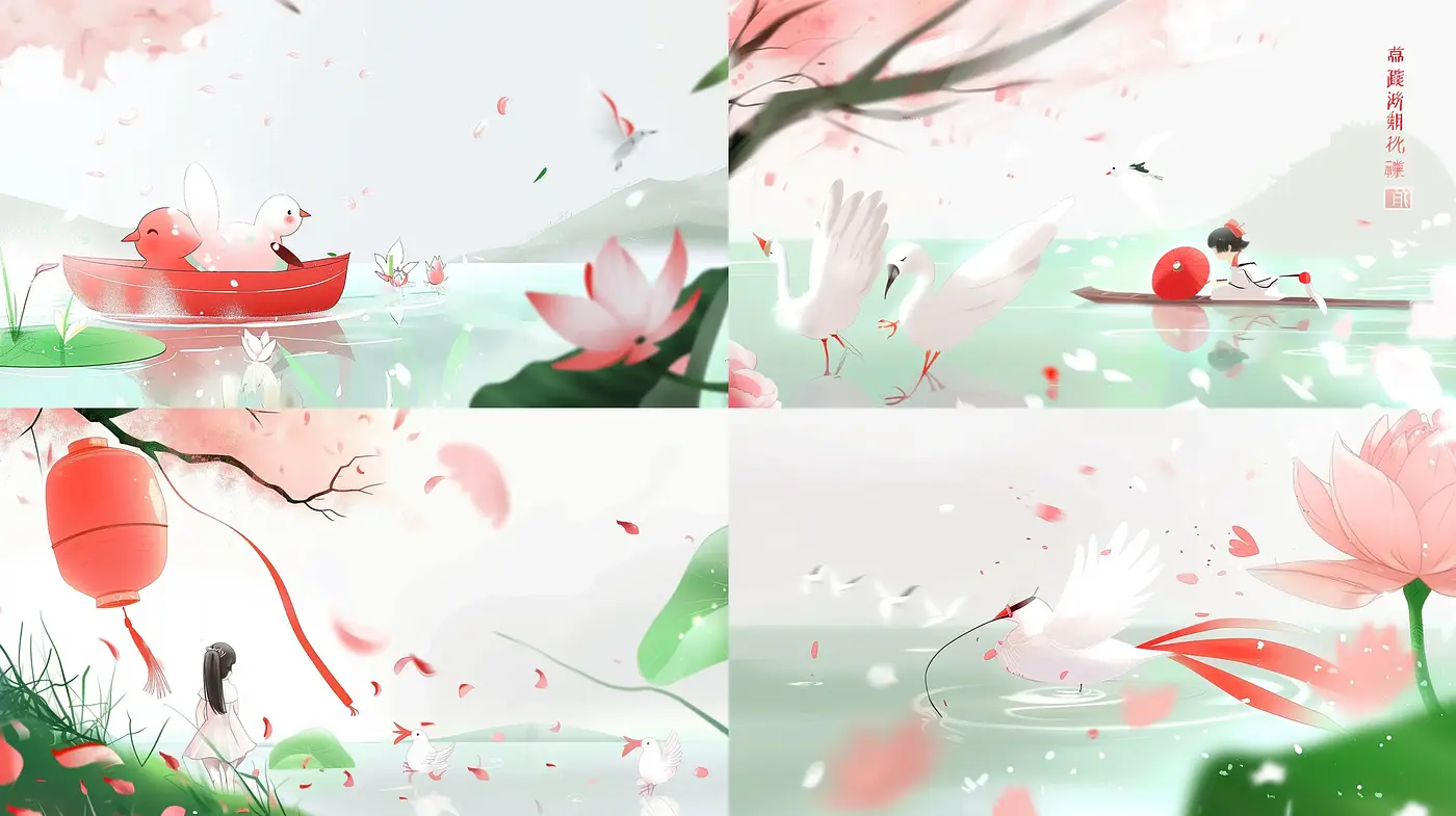 Ethereal Watercolor Eastern Landscapes with a Serene Pastel Harmony - Midjourney sref style
