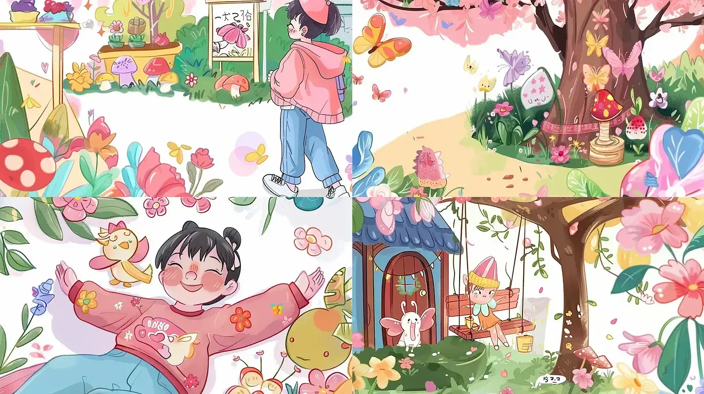 Whimsical and Colorful Pastoral Illustrations Full of Life and Joy - Midjourney sref style