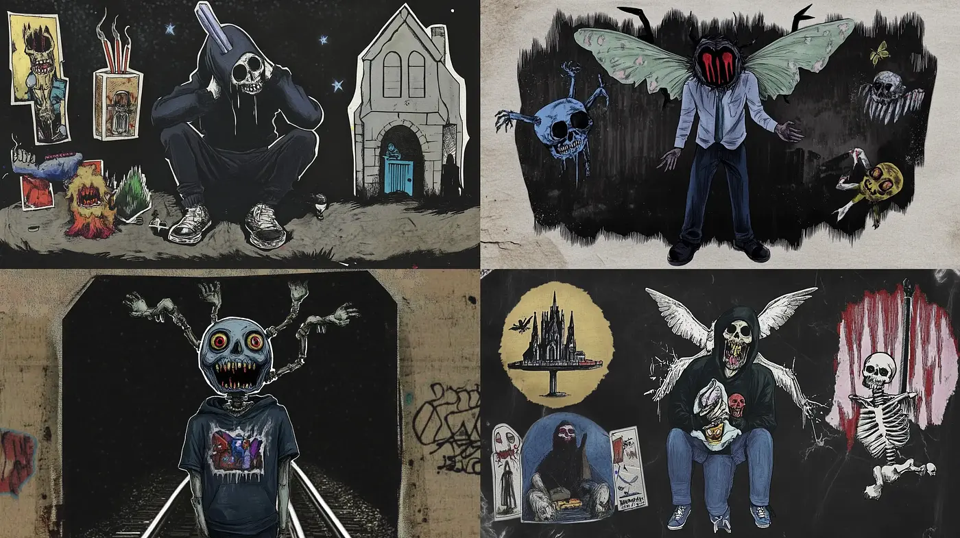 Gothic Surrealism with a Graphite Illustration Essence - Midjourney sref style