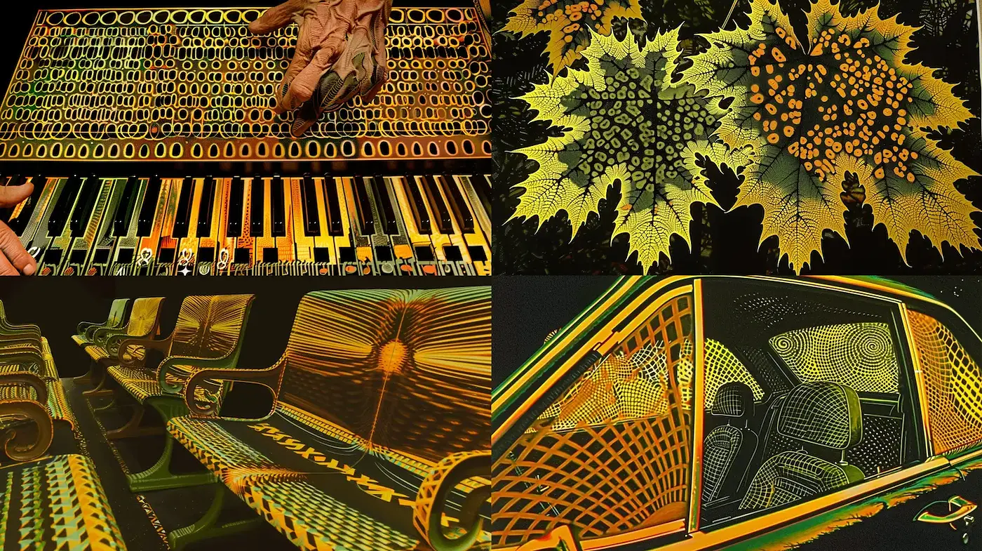 Dynamic and Textured Visuals Reflecting a Merging of Nature and Technology - Midjourney sref style