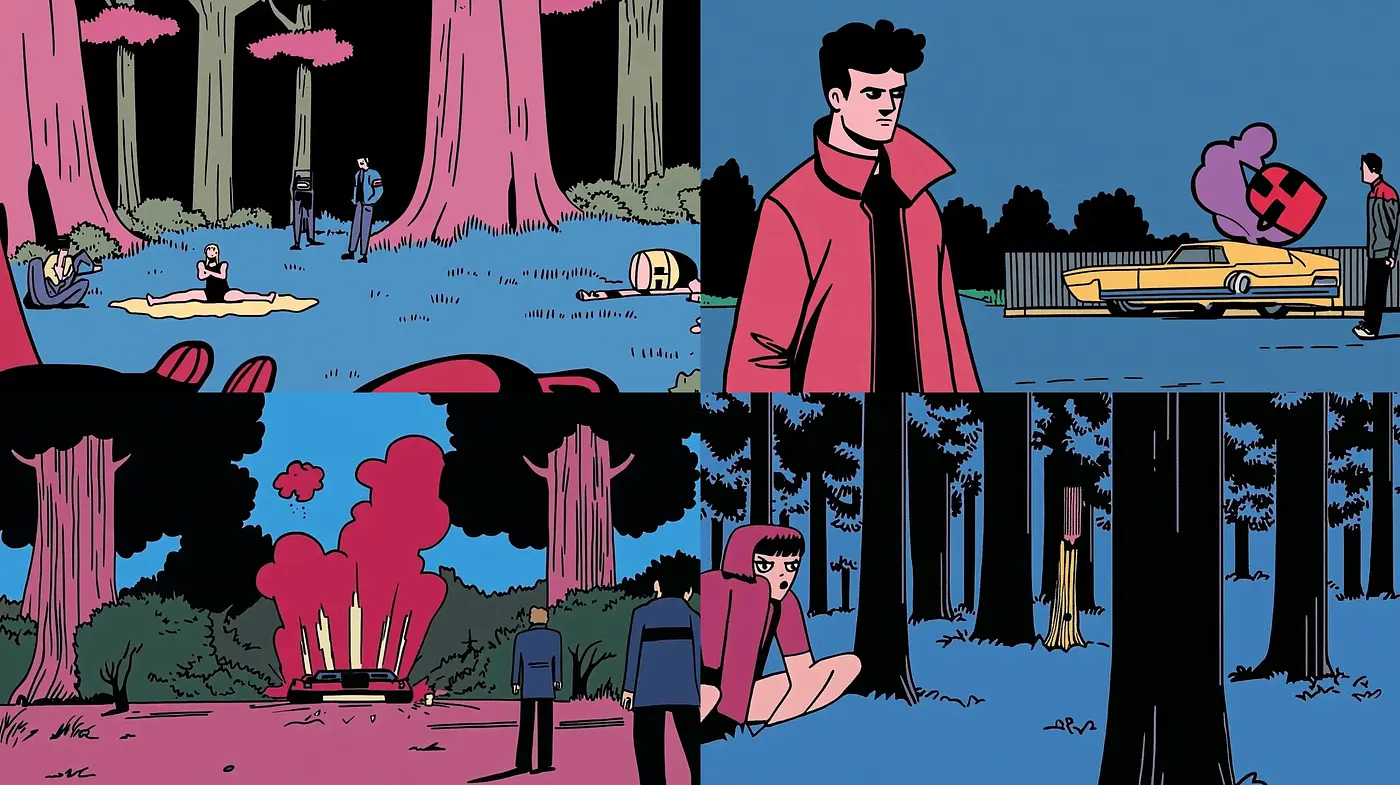 Nocturnal Chromatic Harmony: A Consistent Comic Book Aesthetic - Midjourney sref style