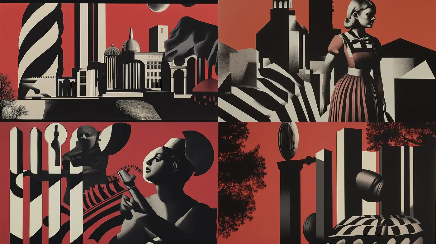 Retro-Futuristic Monochrome Visions with a Surrealist Touch - Midjourney sref style