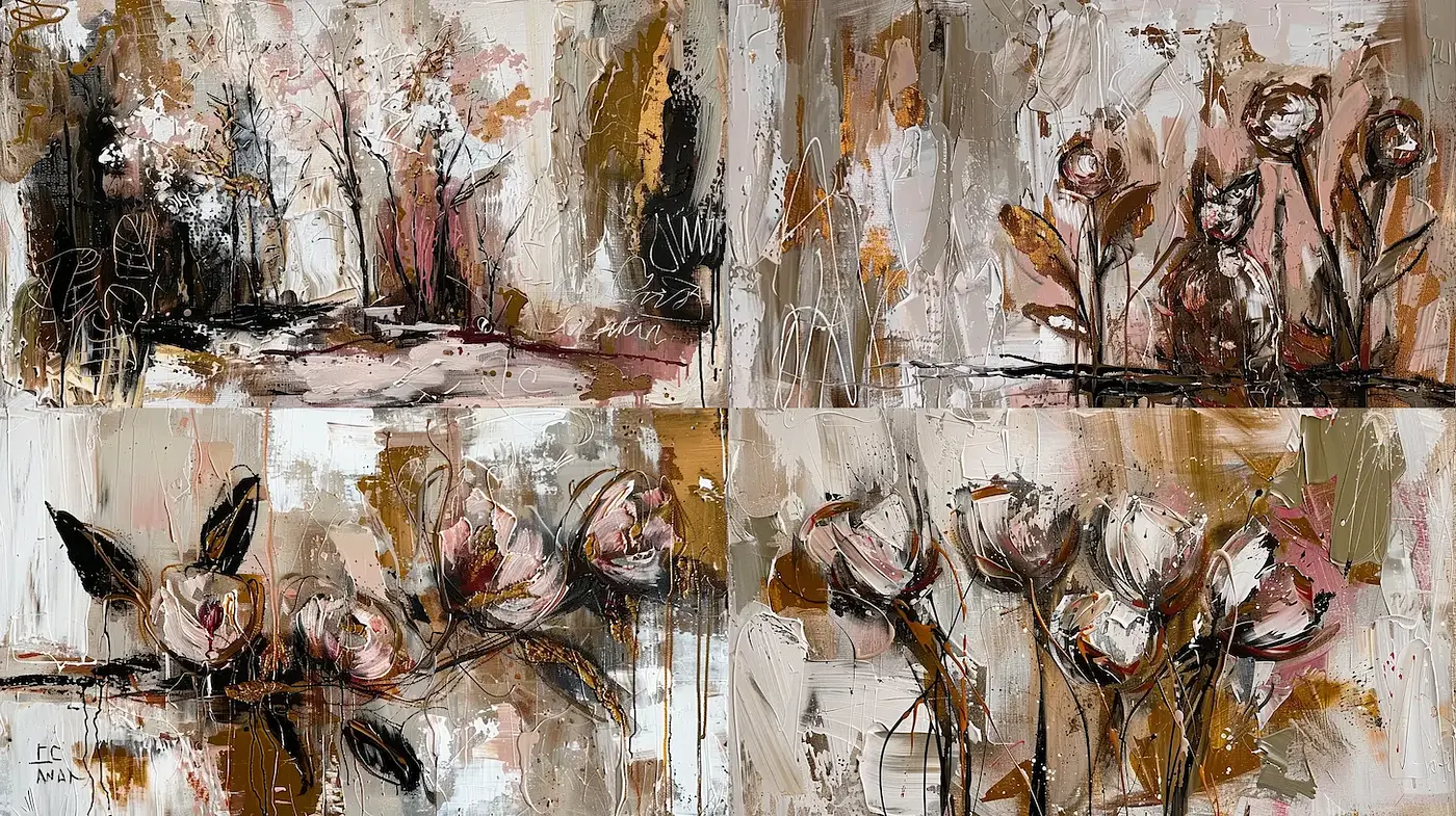 Expressive Floral Abstraction with Earthy Textures and Warm Tones - Midjourney sref style