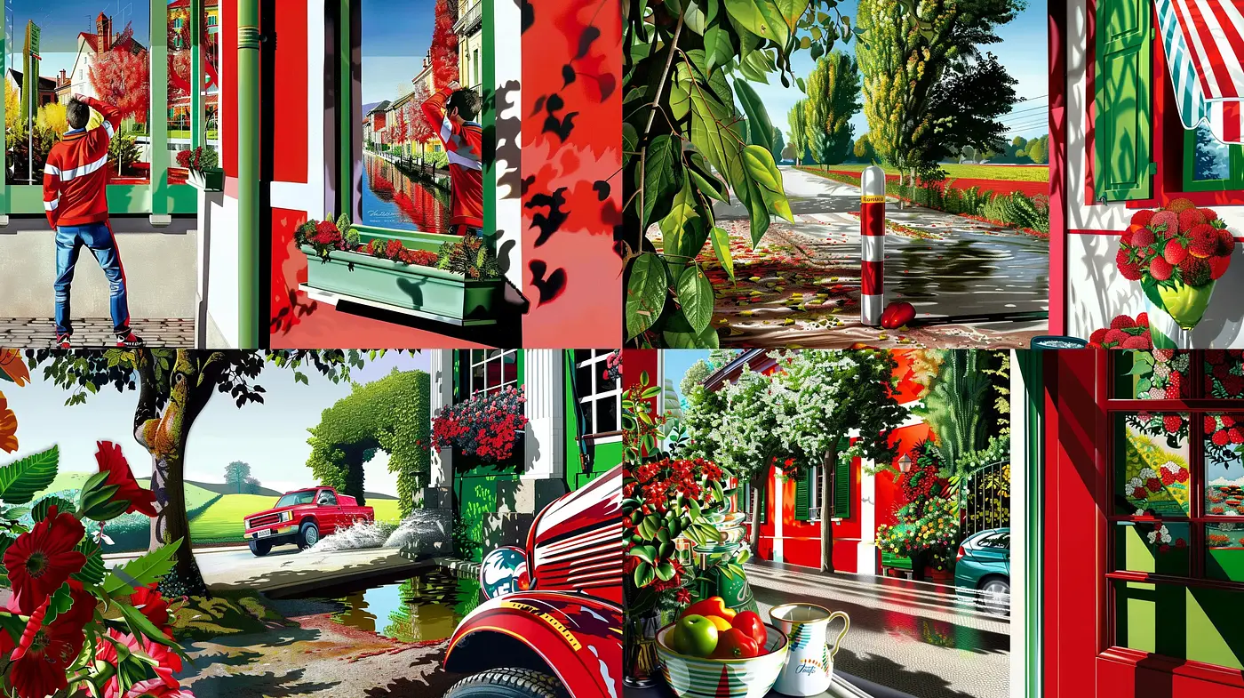 Vibrant Hyperrealistic Floral Extravaganza With a Touch of Surrealism - Midjourney sref style