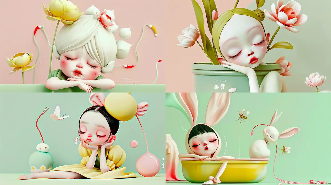 Surreal and Whimsical Illustrations with a Dreamlike Essence - Midjourney sref style