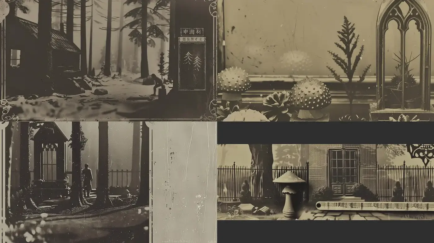 Mysterious, ethereal landscapes with a vintage touch - Midjourney sref style