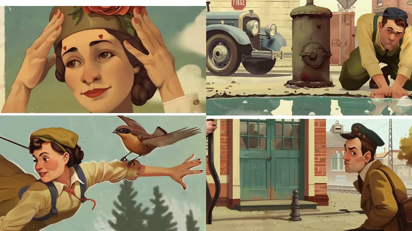 Nostalgic Vibrance: A Harmonious Blend of Vintage Hues and Expressive Shading in Portraiture and Scenes - Midjourney sref style
