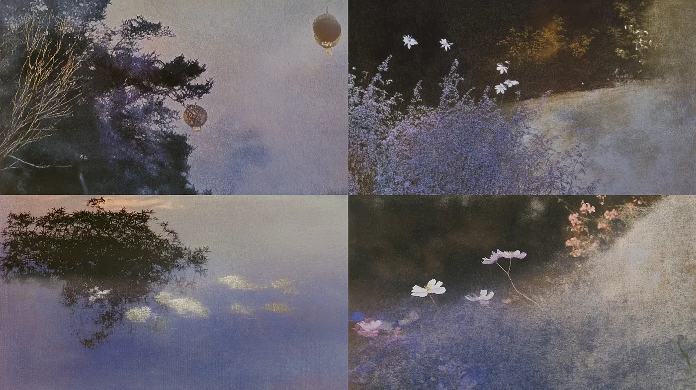 Whimsical Twilight Hues: A Dreamlike Pastel Fusion of Nature and Fantasy - Midjourney sref style