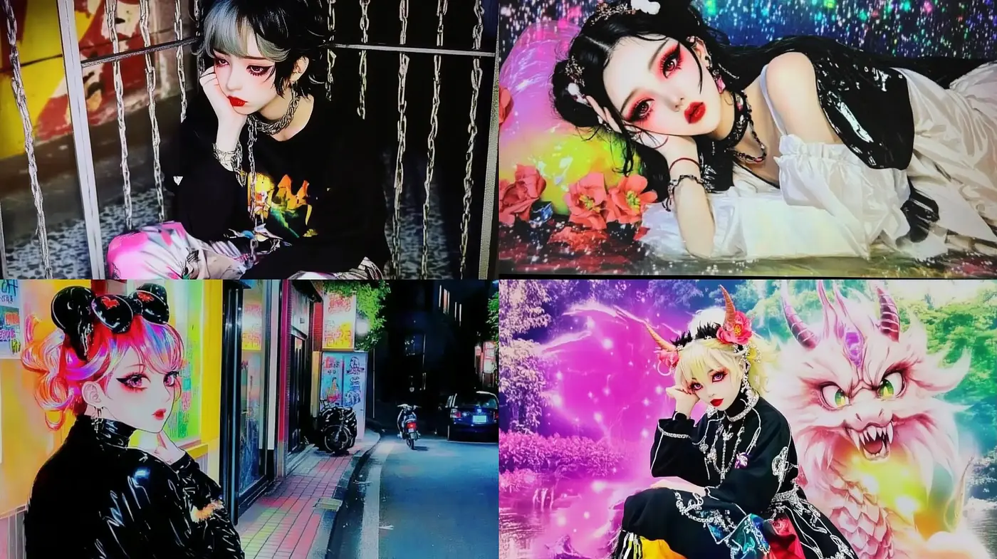 Neon-lit Anime Dreamscape with Dynamic Expressiveness - Midjourney sref style