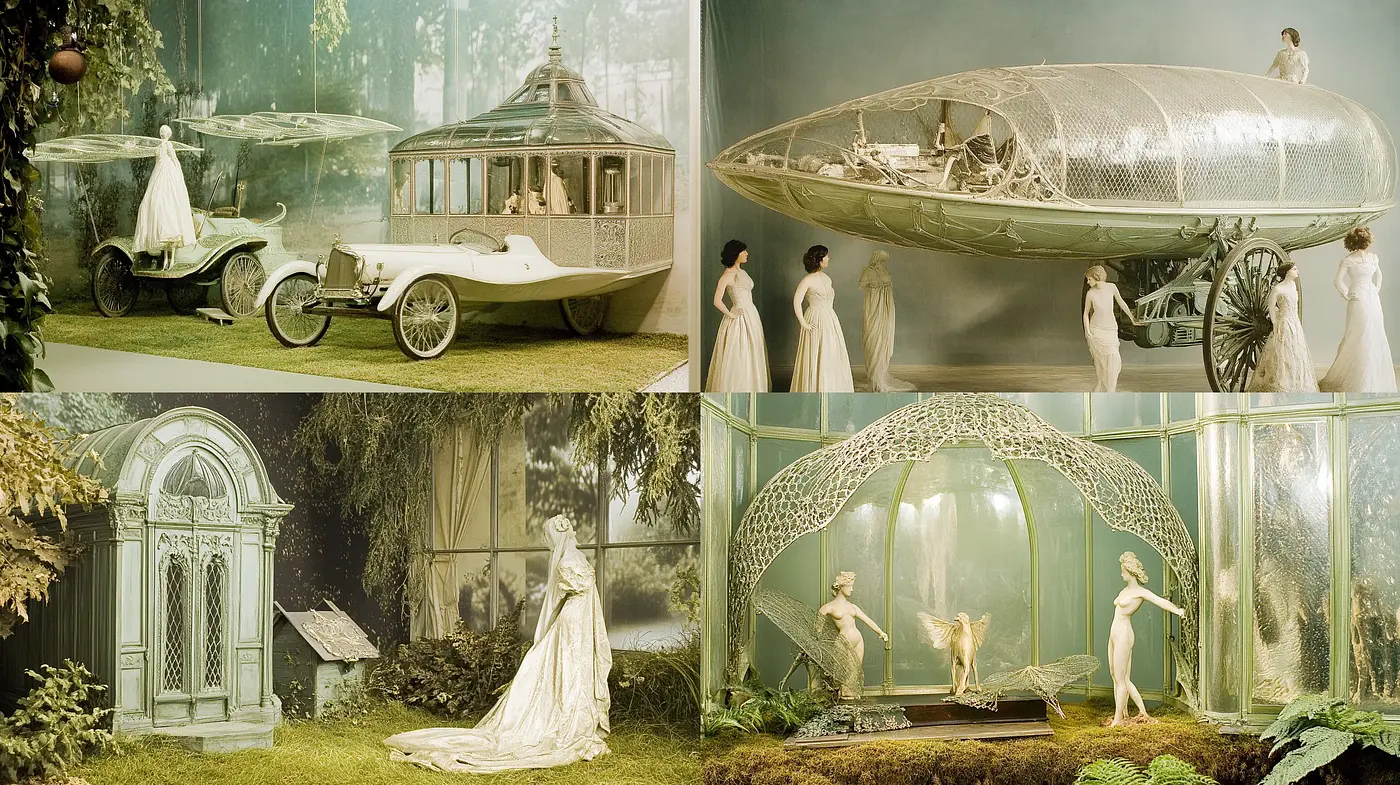 Dreamlike Serenity in Sepia – A Steampunk Reverie - Midjourney sref style