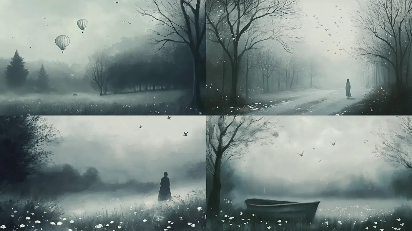 Ephemeral Mists of Melancholic Serenity - Midjourney sref style