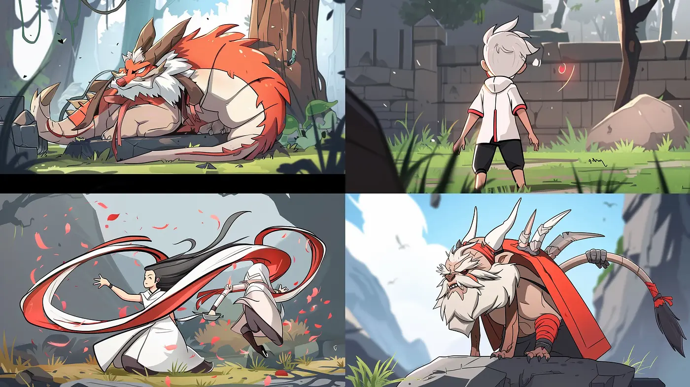 Epic Tales of Mythical Creatures in Stylized Animation - Midjourney sref style