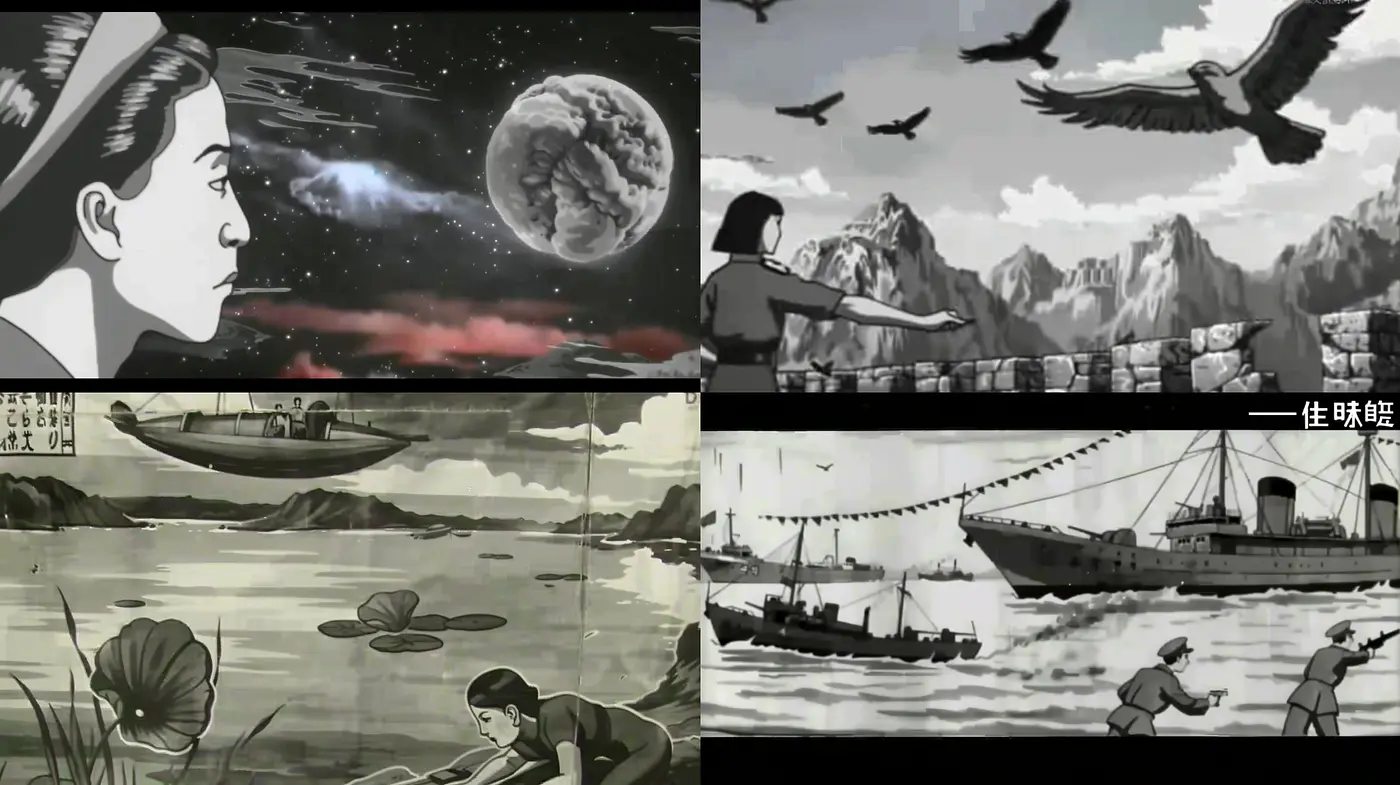 Monochromatic Nostalgia: Evocative Shades of Vintage Illustration - Midjourney sref style