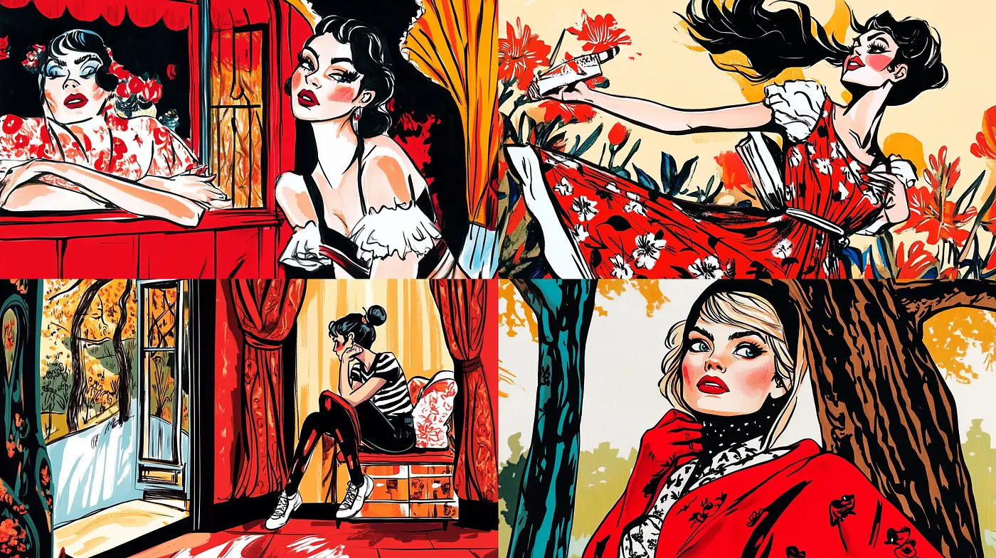 Vibrant Graphic Novel Aesthetics with a Touch of Retro Glamour - Midjourney sref style