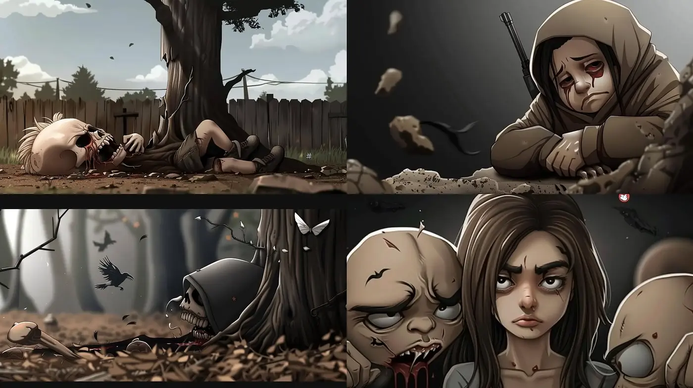 Gloomy Animated Illustrations of Surreal Narratives - Midjourney sref style