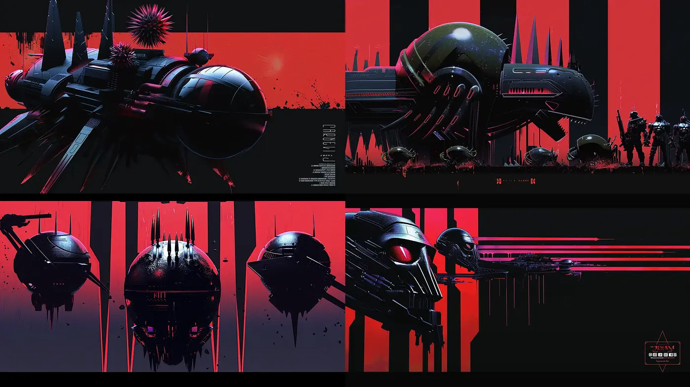 Noir Futurism with a Dystopian Palette - Midjourney sref style