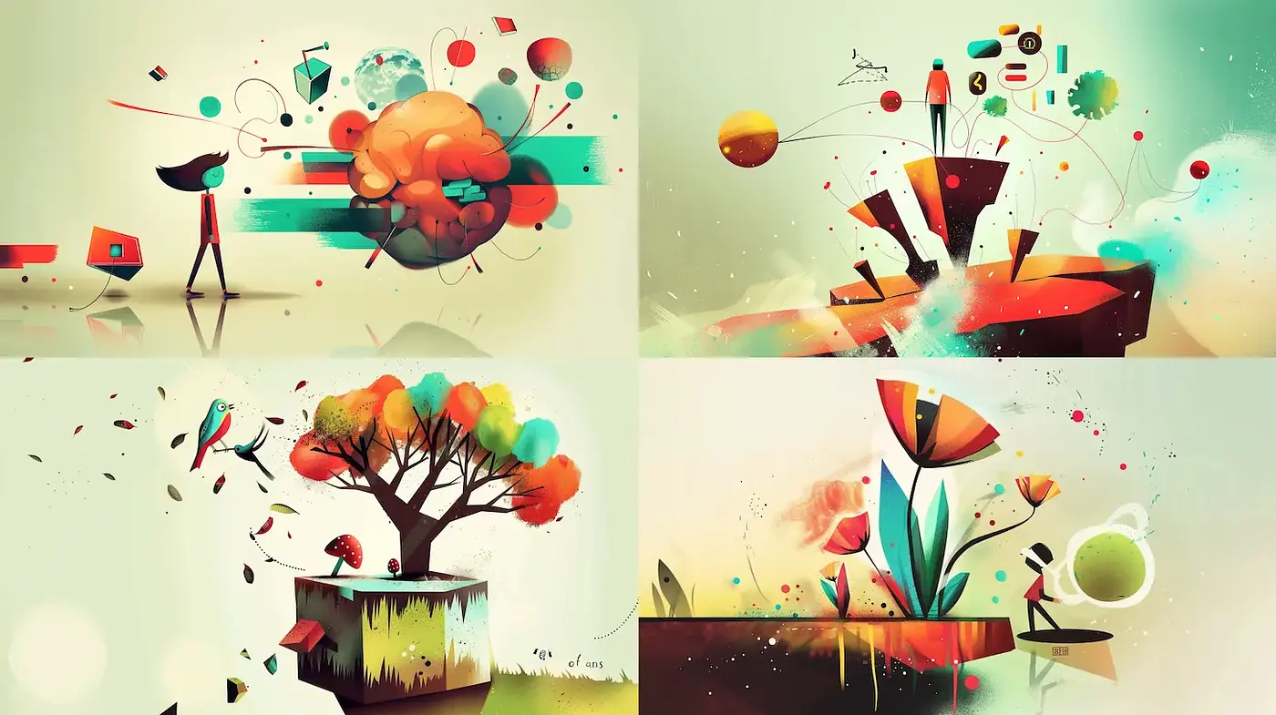 Whimsical and Playful Surrealism with a Modern Twist - Midjourney sref style