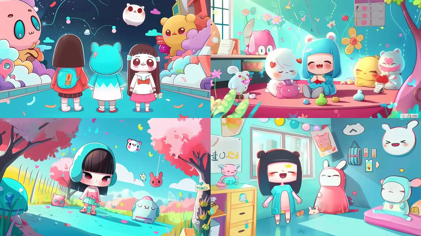Whimsical Pastel Dreamscape: A Consistent Fantasia of Cute Anime-Inspired Vistas - Midjourney sref style