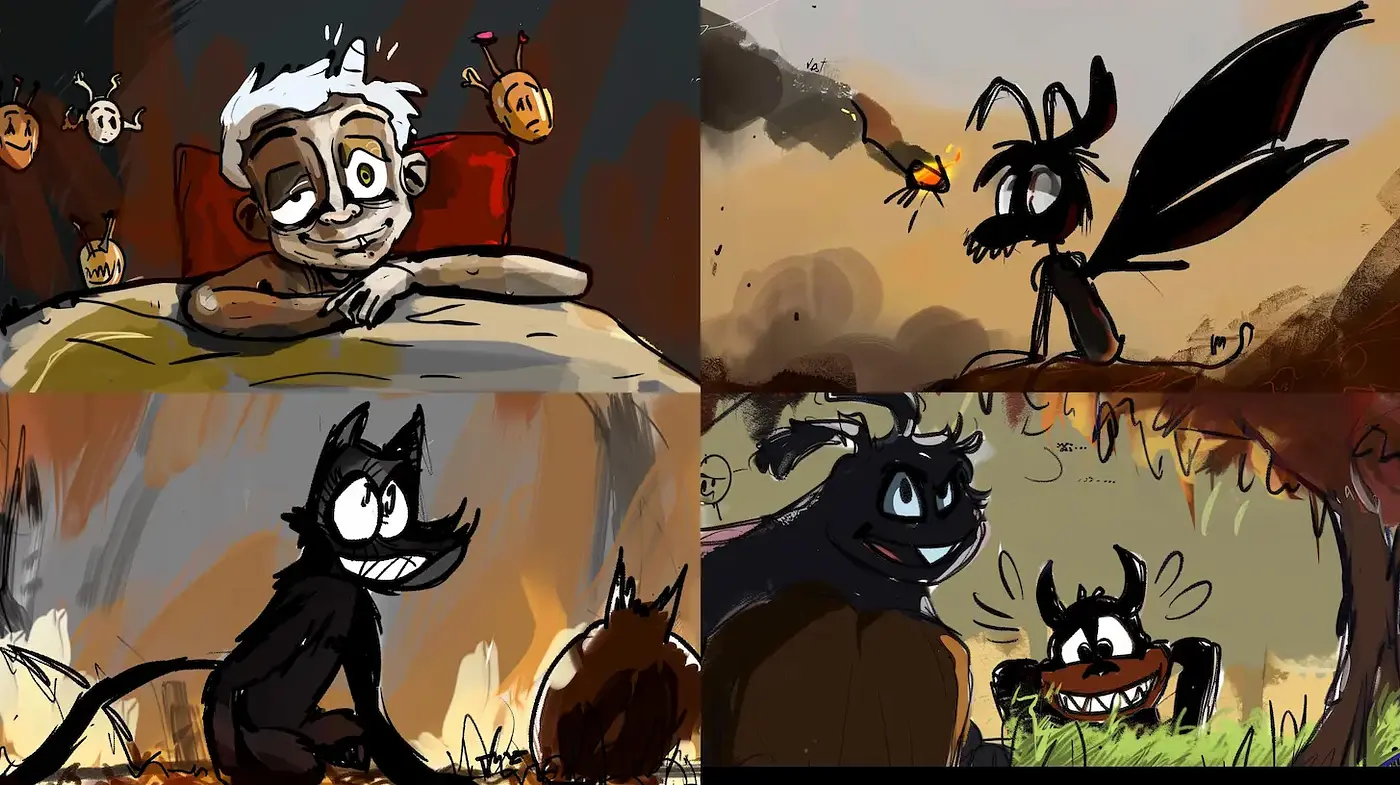 Playful and Whimsical Cartoon Style with Bold Character Designs - Midjourney sref style