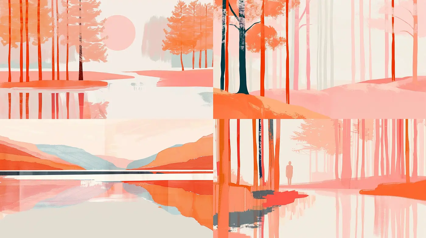 Serene Coral and Cream Dreamscape with Abstract Tones - Midjourney sref style