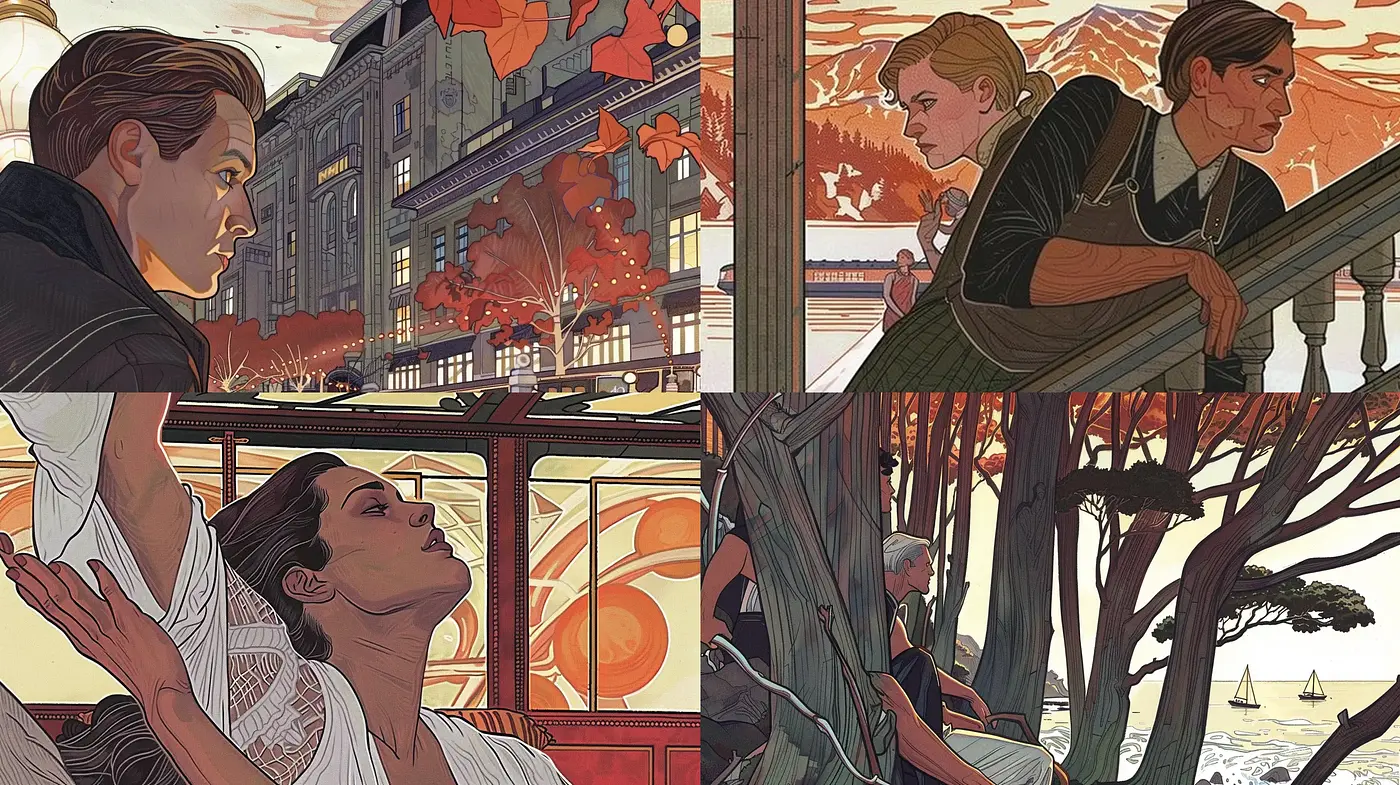 Art Nouveau Inspired Illustrative Nostalgia - Midjourney sref style