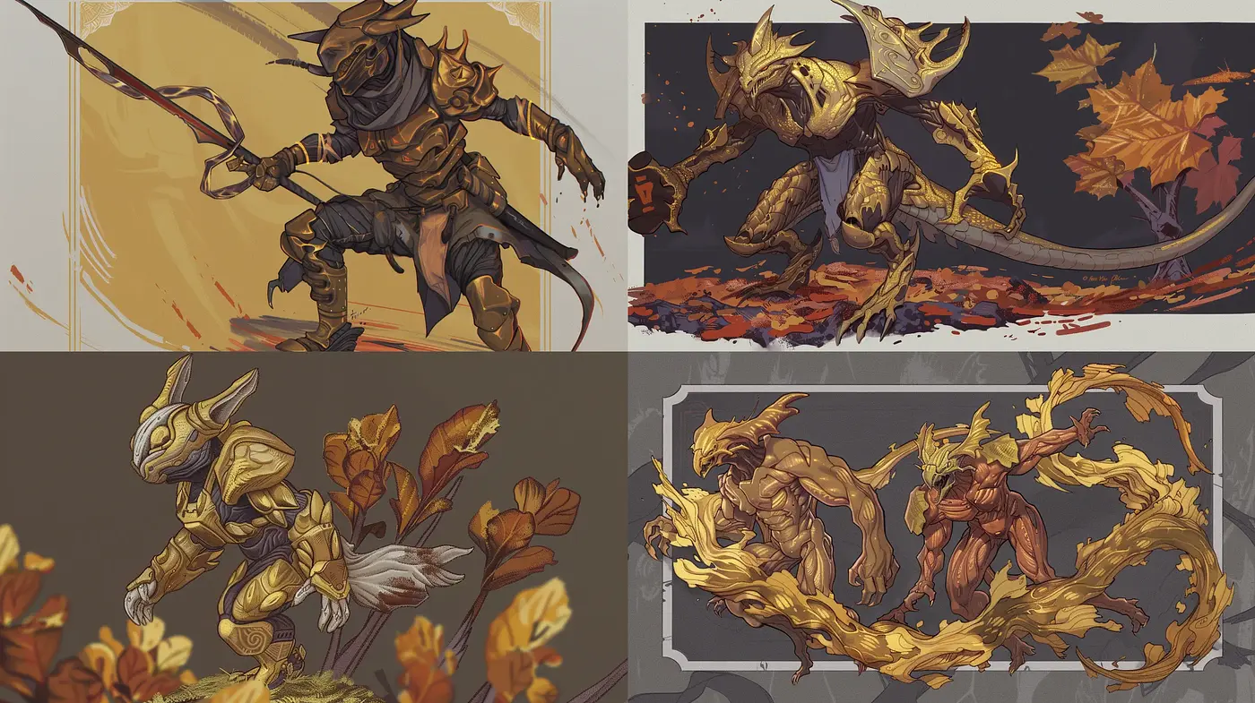 Autumnal Fantasy Creatures in Stylized Action - Midjourney sref style