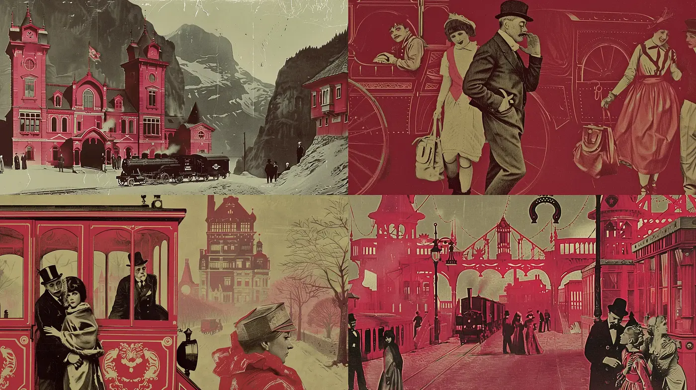 Elegant Retro Journey Through a Stylized Vintage Narrative - Midjourney sref style