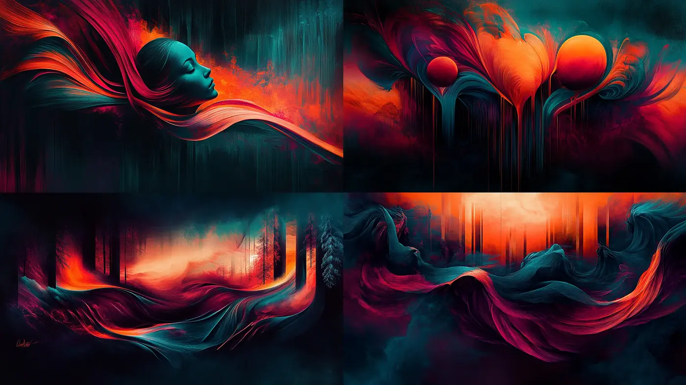 Surreal Dreamscapes in Vivid Crimson Hues - Midjourney sref style
