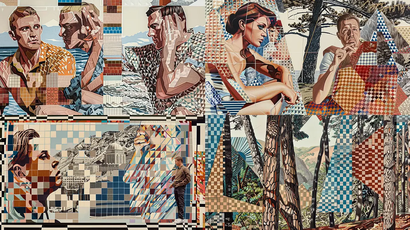 Mosaic Serenity: A Harmonious Blend of Pixelated Tranquility and Nature - Midjourney sref style
