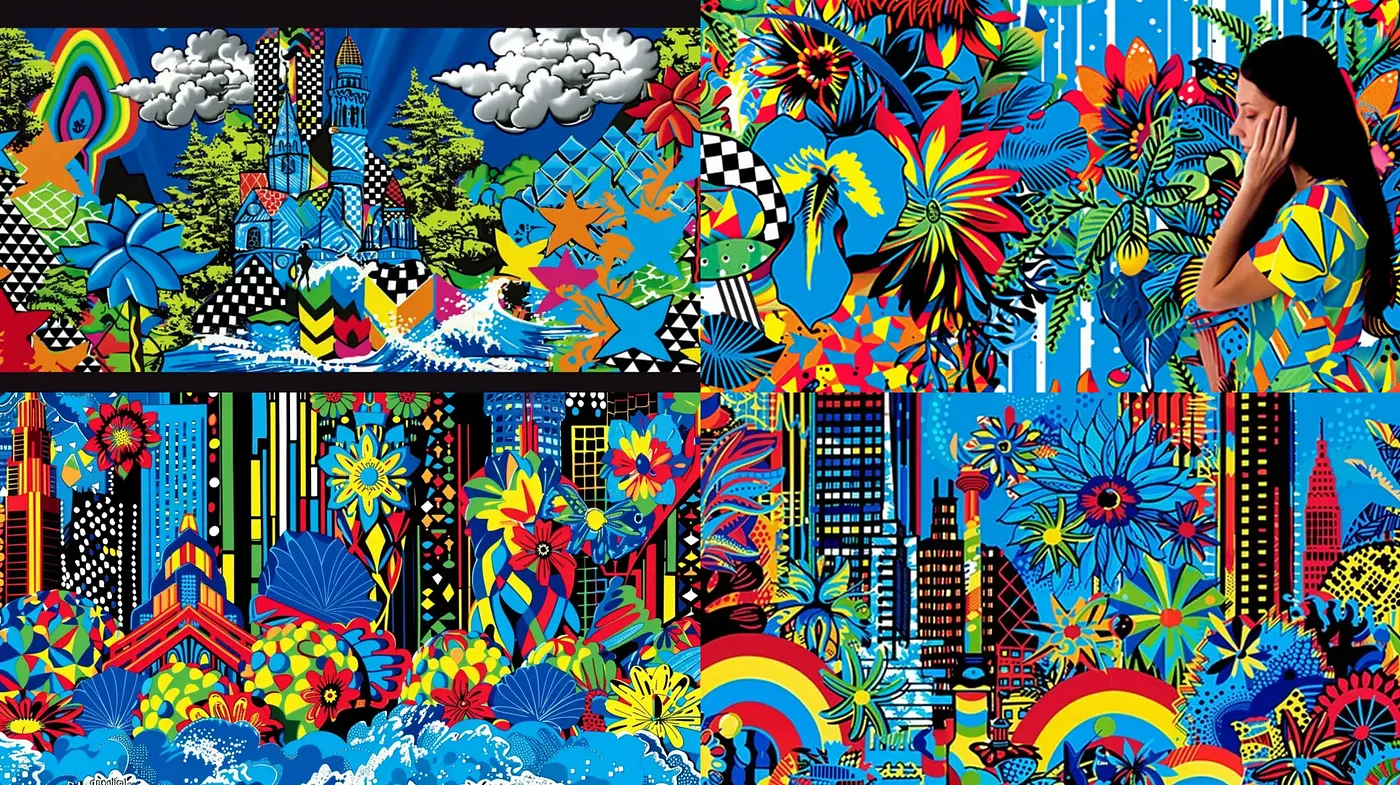 Vibrant Pop Art Extravaganza with a Surreal Twist - Midjourney sref style