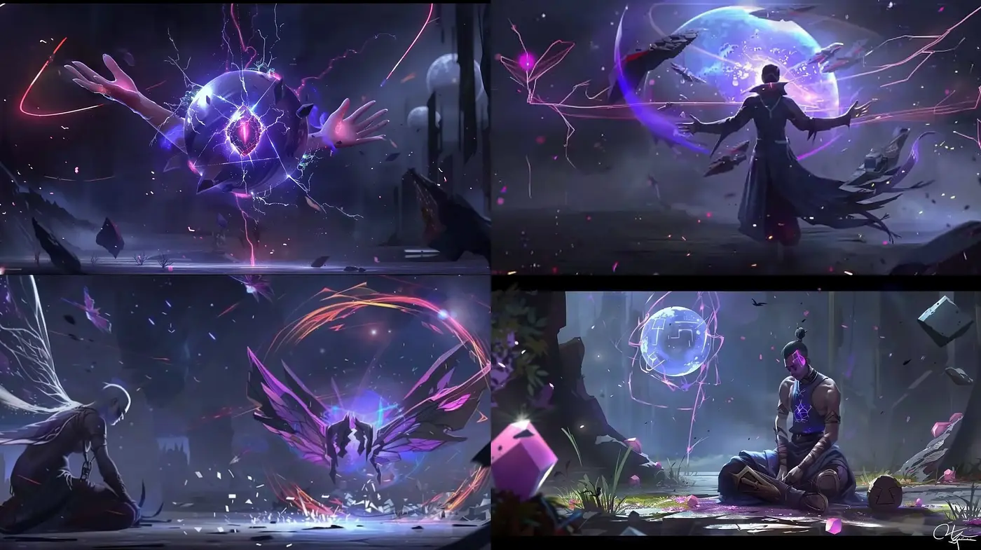 Ethereal Cosmic Fantasy: A Mysterious Interplay of Majestic Purples and Ethereal Imagery - Midjourney sref style