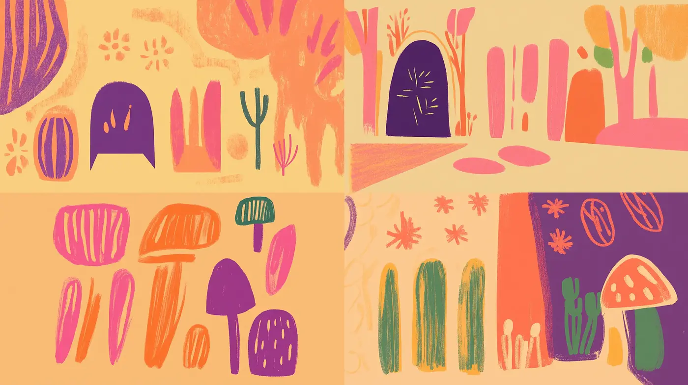 Sunset Hues in Stylized Botanical Wonderland - Midjourney sref style