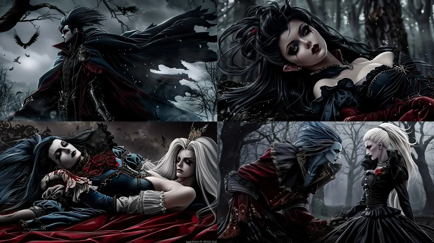 Gothic Elegance in Moonlit Hues - Midjourney sref style