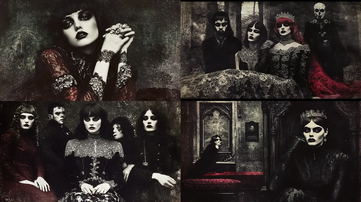 Gothic Elegance with a Baroque Twist: A Homage to Tim Burton's Stylistic Darkness - Midjourney sref style