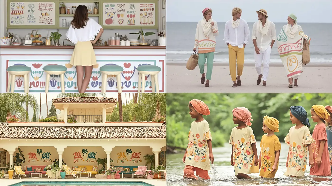 Bright and Lively Tropical Aesthetic with a Joyful, Playful Vibe - Midjourney sref style