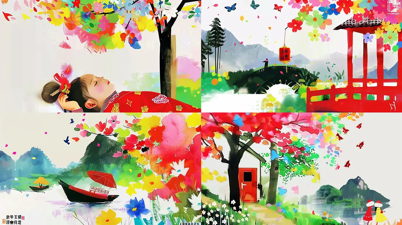 Ethereal East Asian Inspired Watercolor Dreamscapes - Midjourney sref style