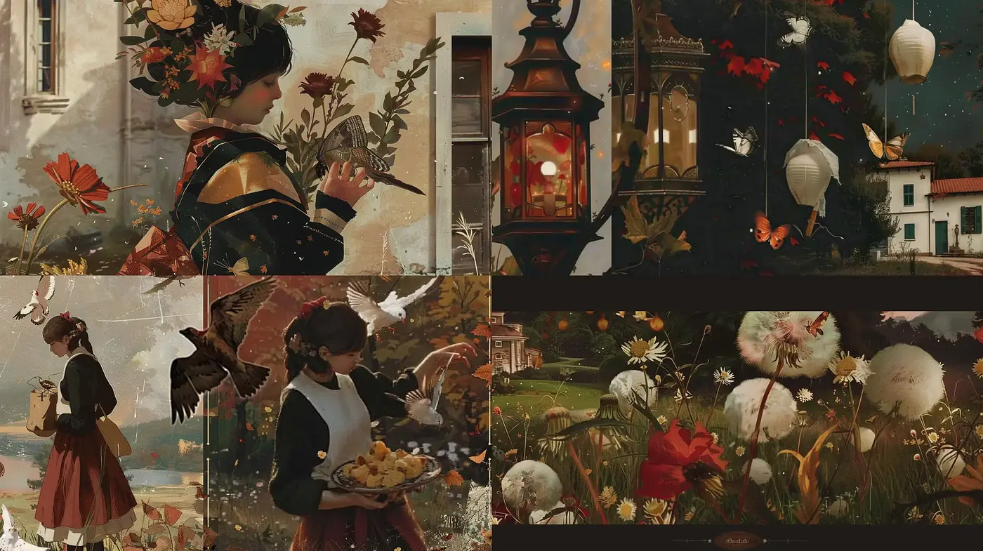 Autumnal Reverie: A Tapestry of Earthy Tones and Textured Impressions - Midjourney sref style