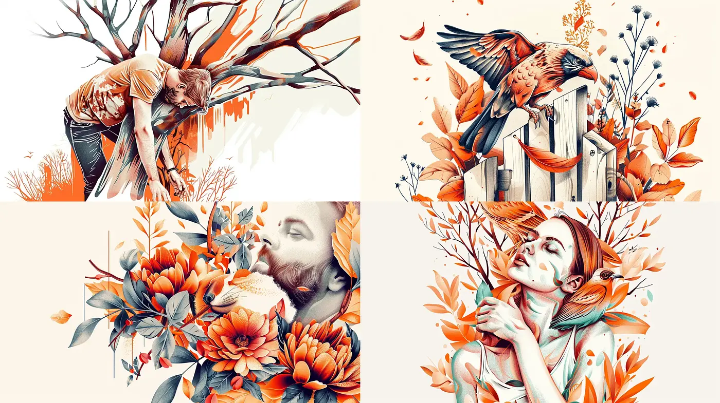Autumnal Elegance: A Harmonious Blend of Nature and Portraiture - Midjourney sref style