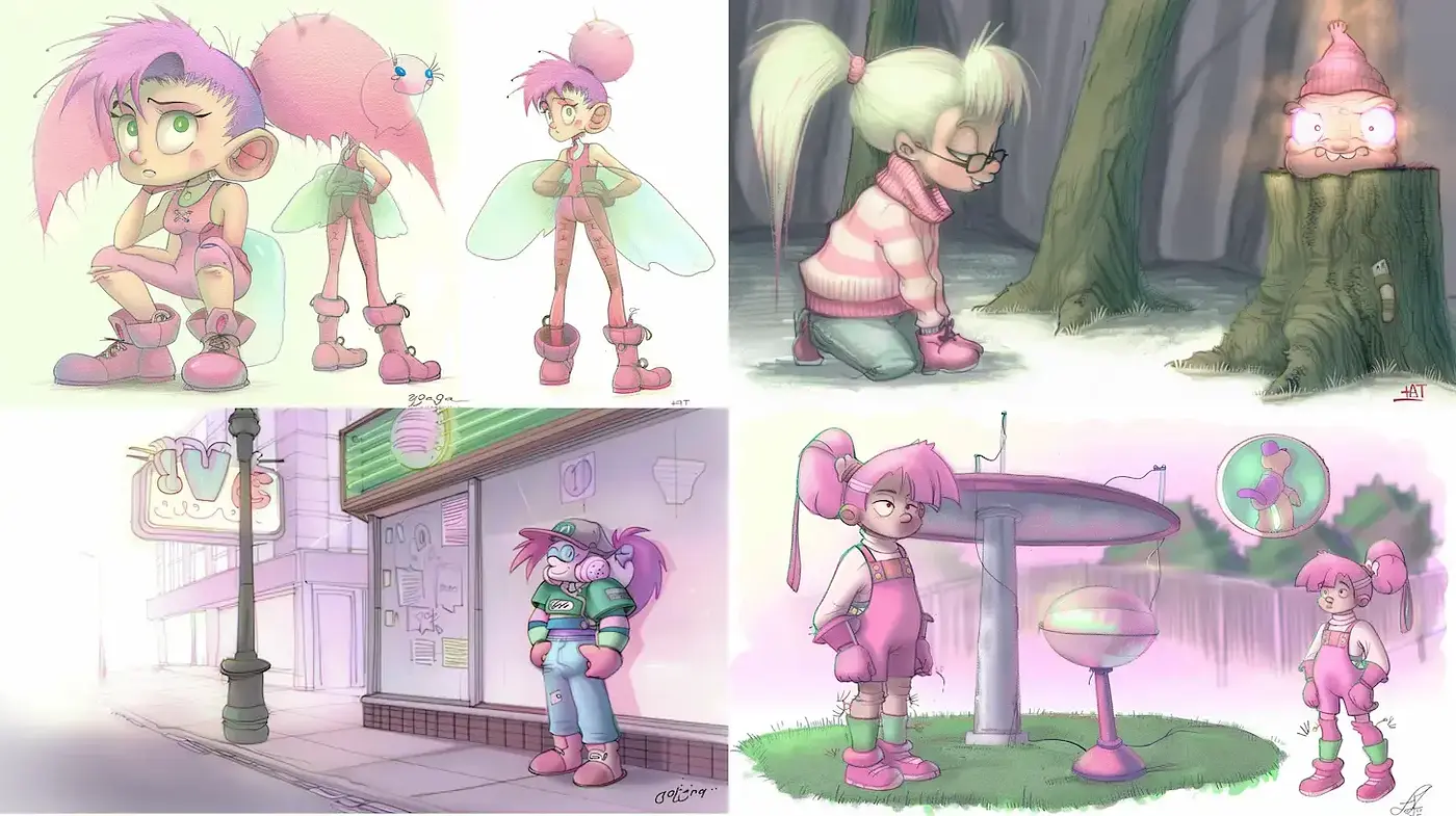 Whimsical retro-inspired character art with playful charm and soft aesthetics - Midjourney sref style