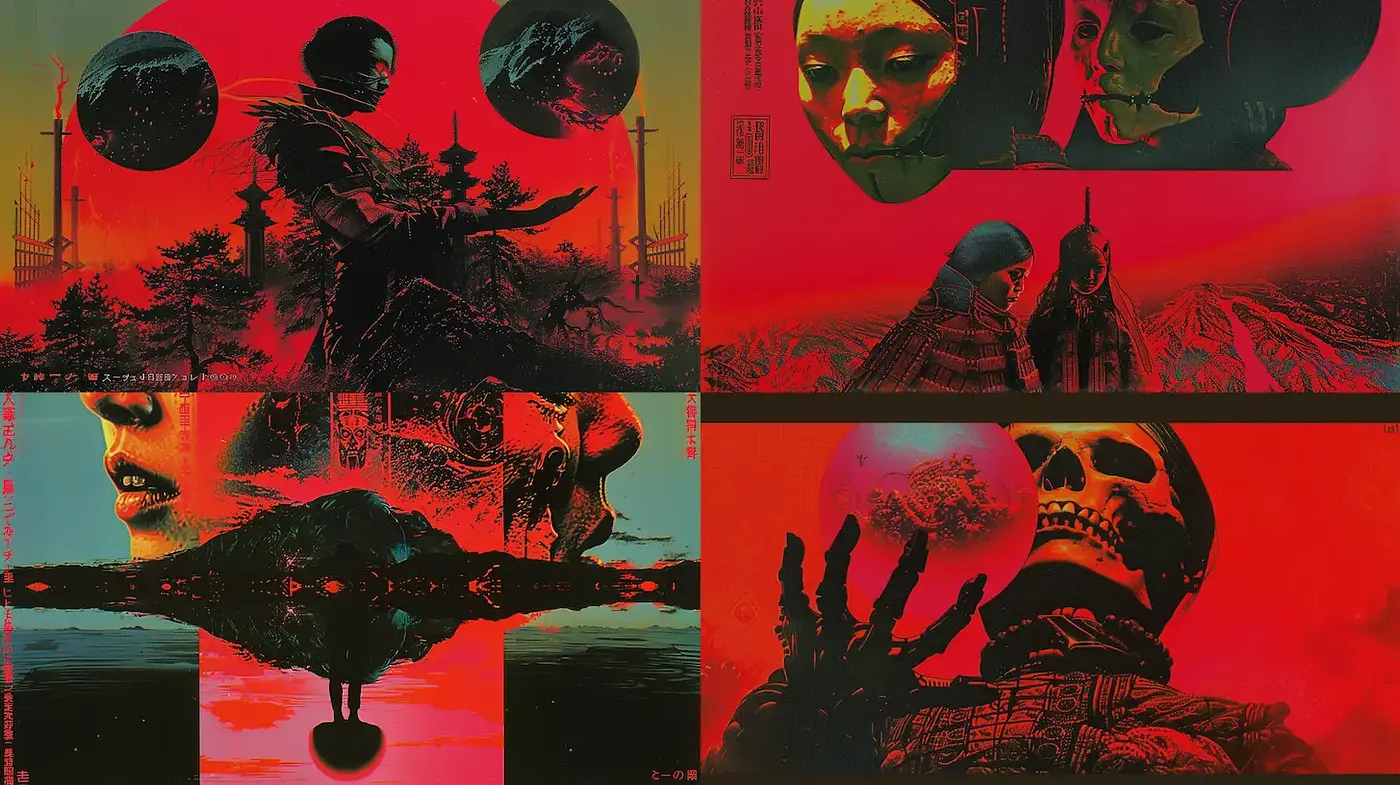 Futuristic and Surrealist Imagery with a Dark Undertone - Midjourney sref style
