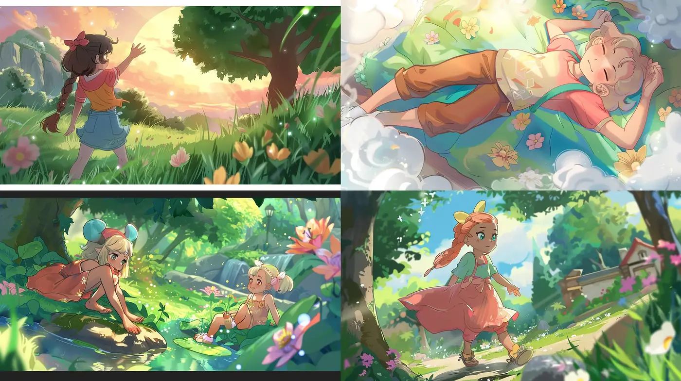 Luminous Pastoral Dreamscape in Soft Brushstrokes - Midjourney sref style