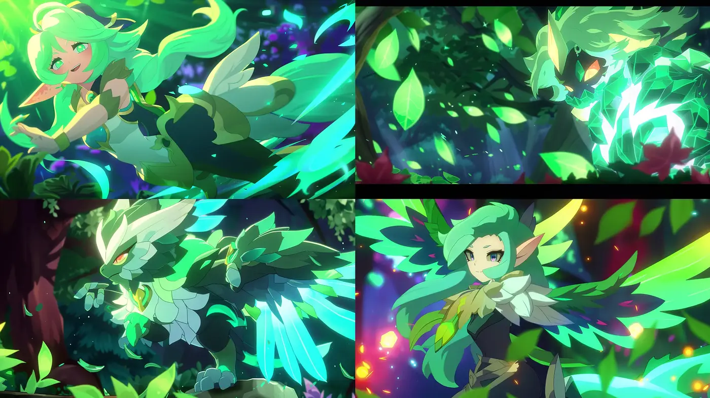Luminous Fantasia: A Vivid Dream of Enchanted Forests and Ethereal Guardians - Midjourney sref style