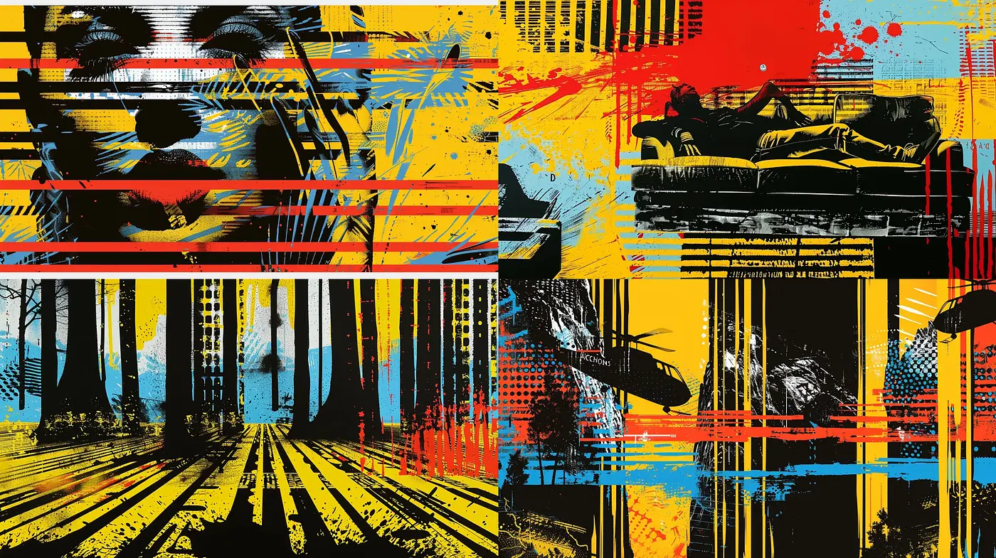 Dynamic Abstract Expressionist Fusion with Urban Pop Art Undertones - Midjourney sref style