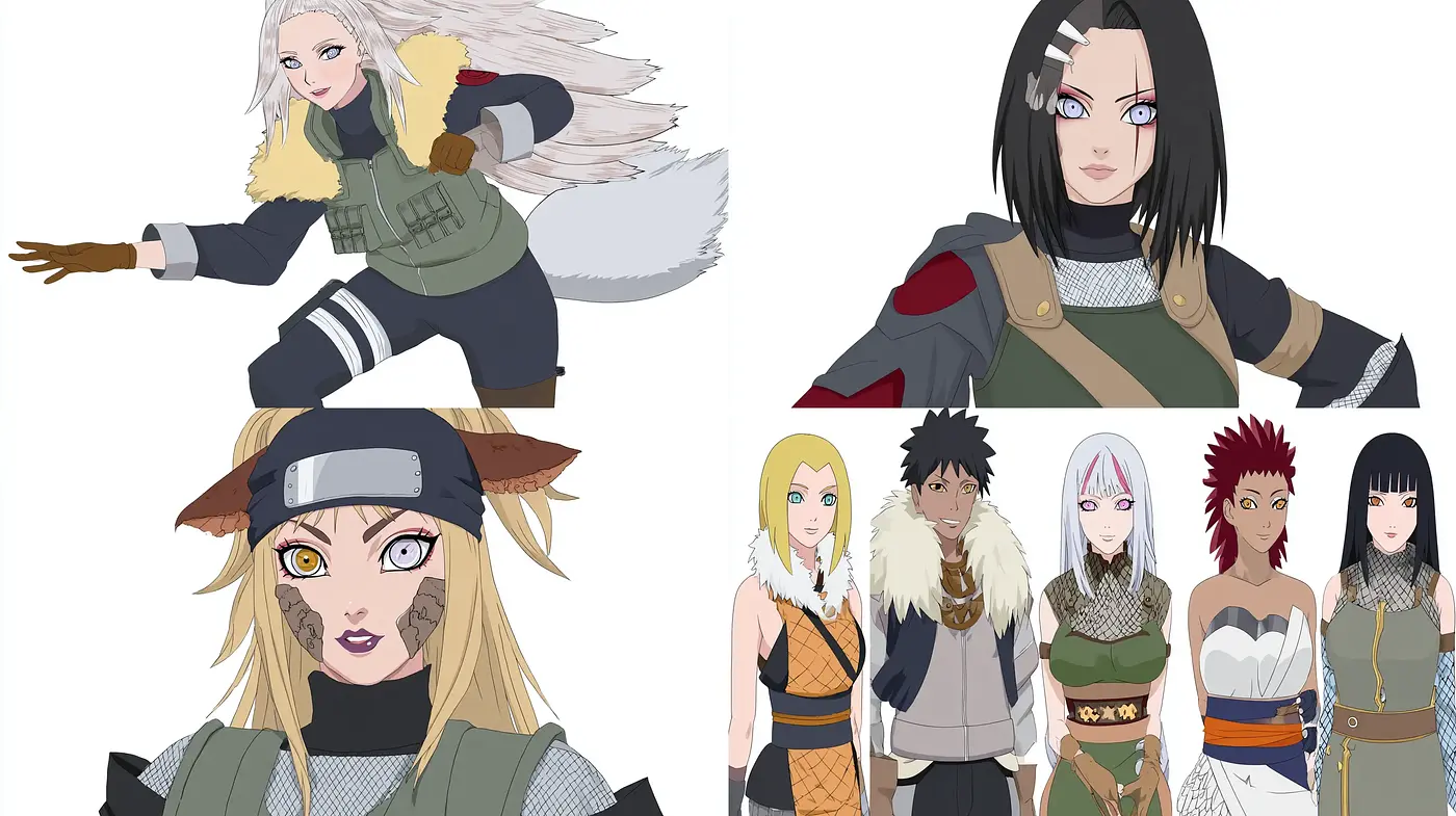 Vibrant Characters in a Dynamic Anime-Influenced Style with Bold Outlines - Midjourney sref style
