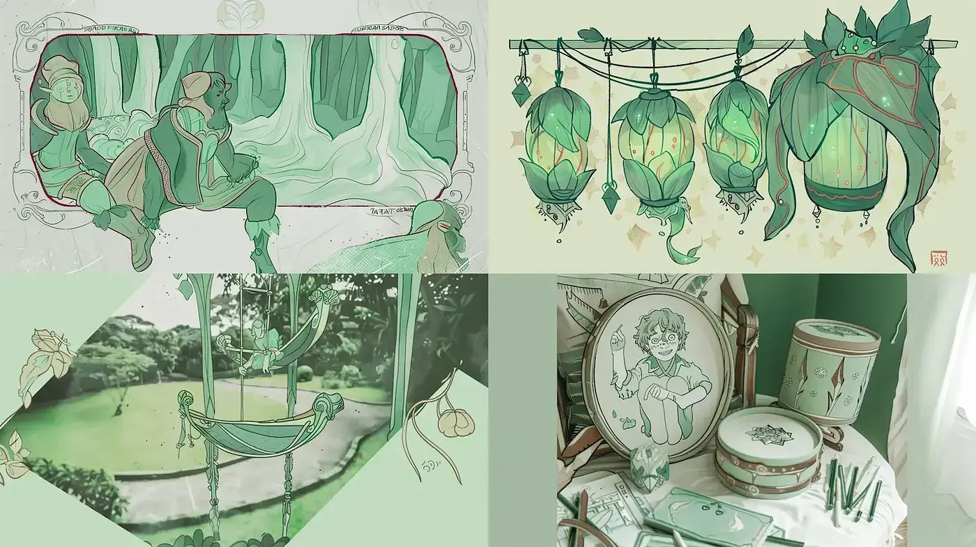 Ethereal Serenity in Verdant Dreams - Midjourney sref style